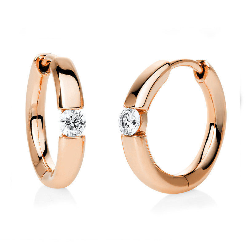 Creolen    aus 585/-14 Karat Rotgold mit 2 Diamanten 0