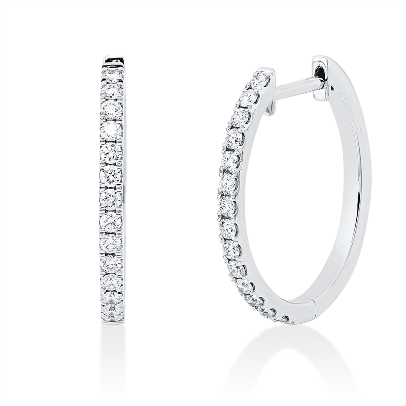 Creolen    aus 750/-18 Karat Weißgold mit 28 Diamanten 0