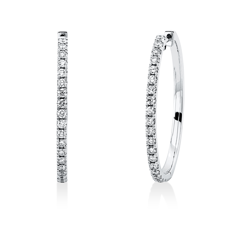 Creolen    aus 750/-18 Karat Weißgold mit 38 Diamanten 0