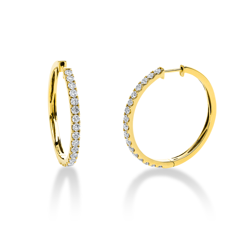 Creolen    aus 750/-18 Karat Gelbgold mit 34 Diamanten 1