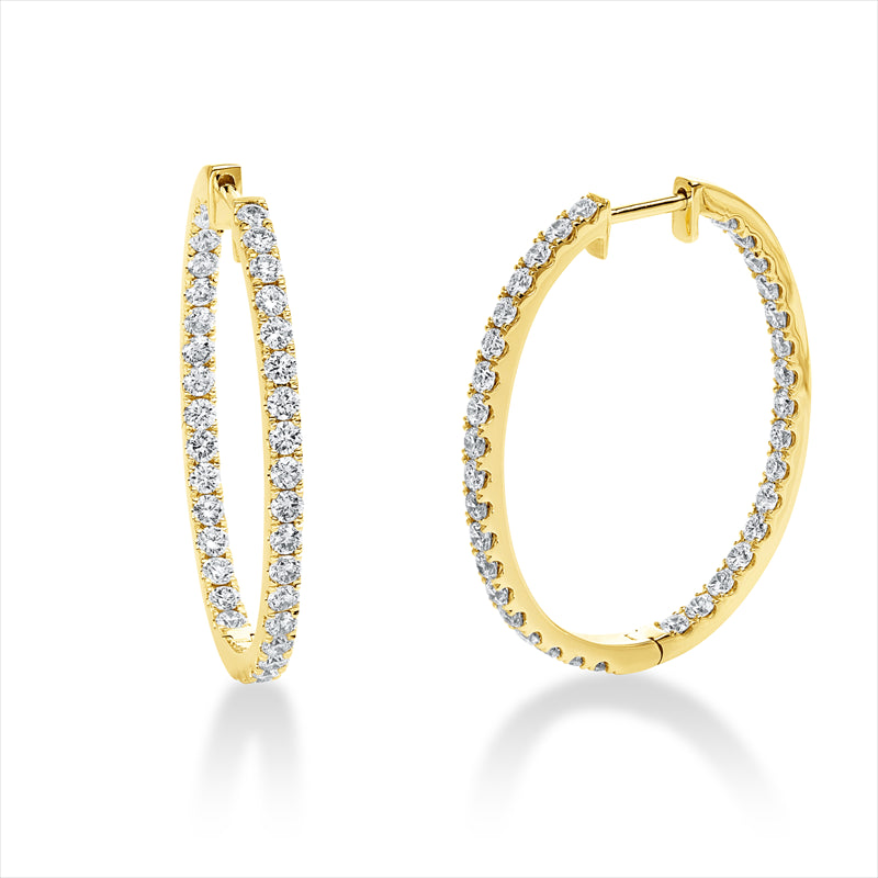 Creolen    aus 750/-18 Karat Gelbgold mit 70 Diamanten 1