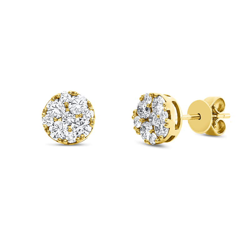 Ohrstecker    aus 750/-18 Karat Gelbgold mit 18 Diamanten 0