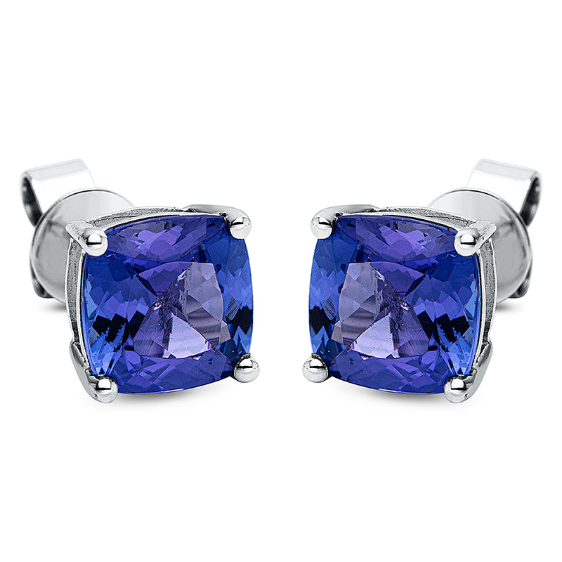 Ohrstecker mit Tansanit  aus 585/-14 Karat Weißgold  