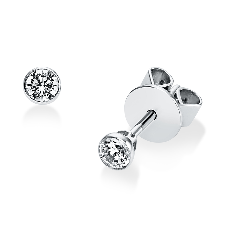 Ohrstecker    aus 585/-14 Karat Weißgold mit 2 Diamanten 0
