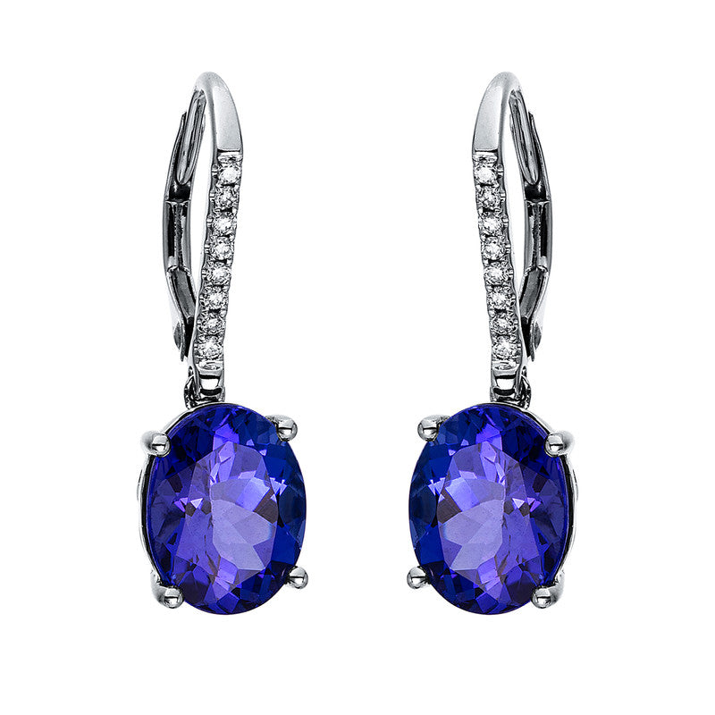 Ohrschmuck mit Tansanit  aus 750/-18 Karat Weißgold mit 16 Diamanten 0