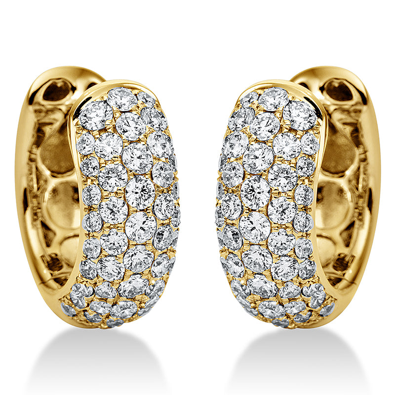 Creolen    aus 750/-18 Karat Gelbgold mit 100 Diamanten 1 ct