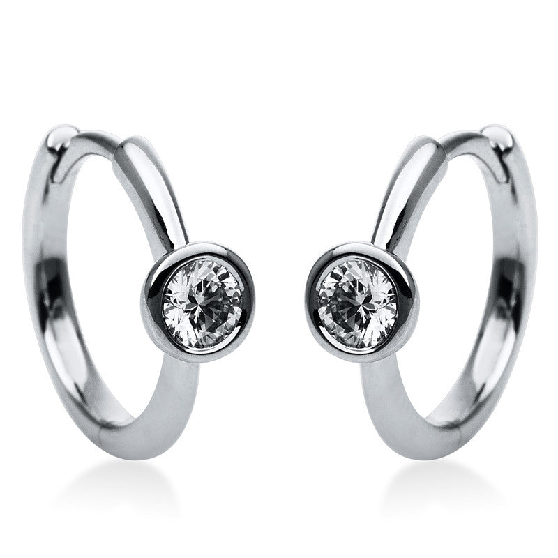 Creolen    aus 585/-14 Karat Weißgold mit 2 Diamanten 0