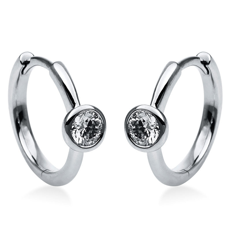 Creolen    aus 585/-14 Karat Weißgold mit 2 Diamanten 0