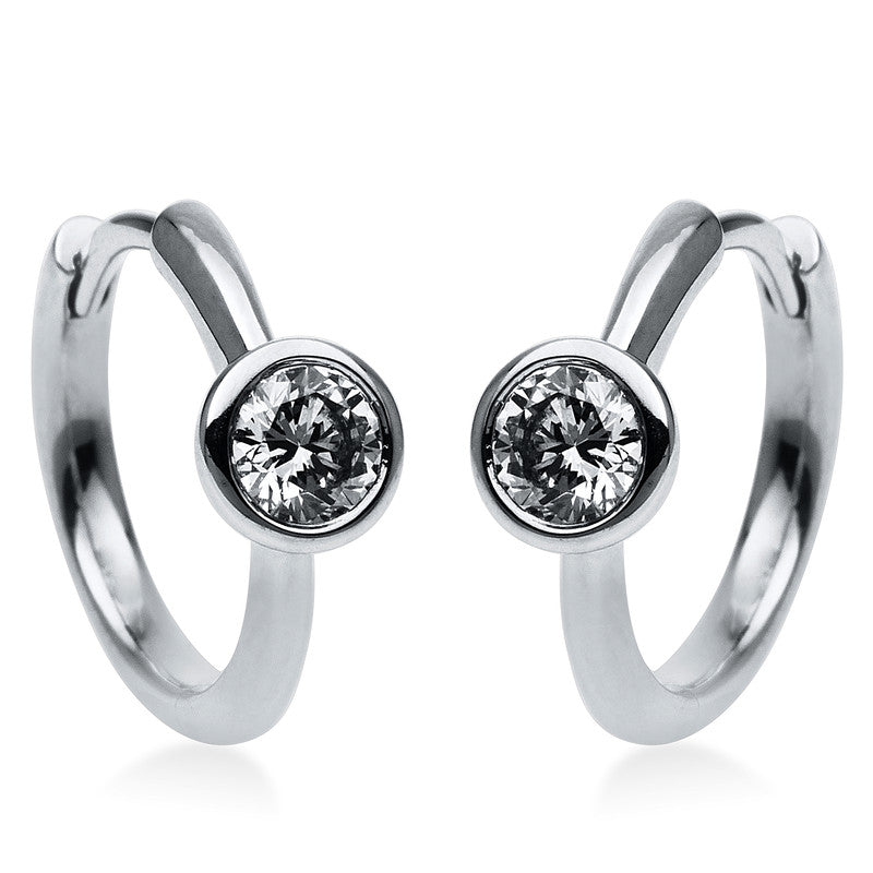 Creolen    aus 585/-14 Karat Weißgold mit 2 Diamanten 0