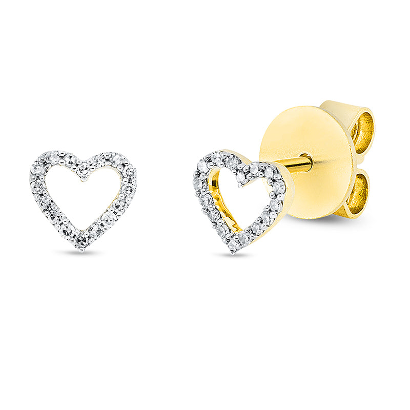 Ohrstecker - Herz aus Gold mit Diamanten, Herz-Symbol - 2H770