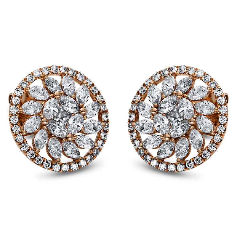 Ohrstecker    aus 750/-18 Karat Rotgold mit 98 Diamanten 1