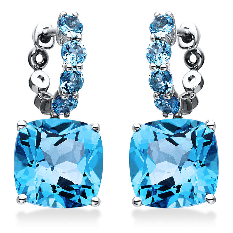 Ohrschmuck mit Blautopas  aus 750/-18 Karat Weißgold  