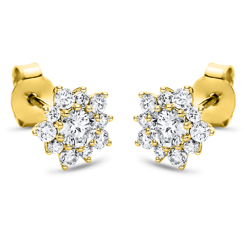 Ohrstecker    aus 585/-14 Karat Gelbgold mit 22 Diamanten 1