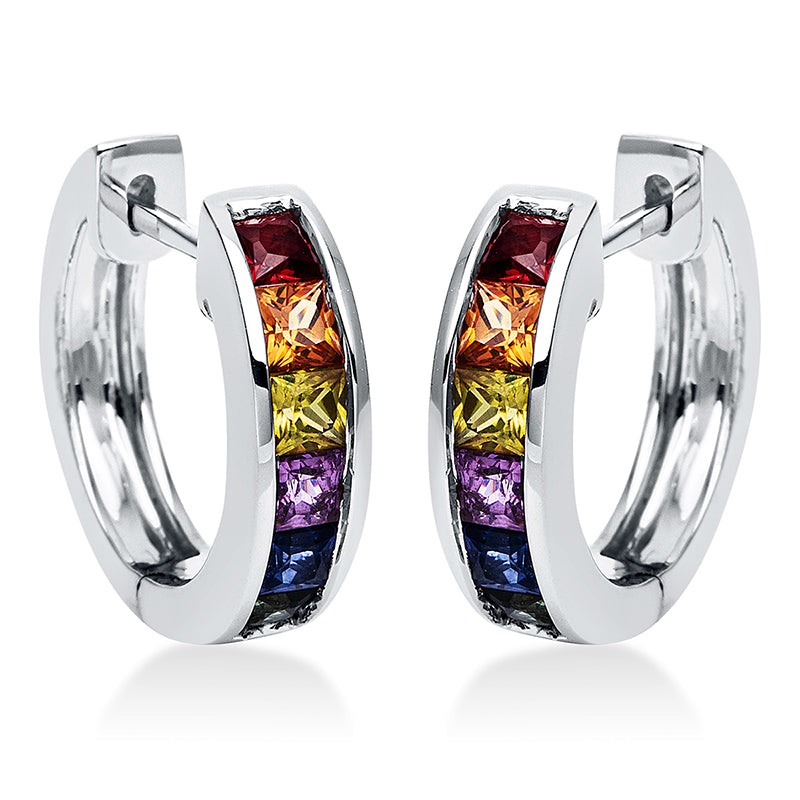 Creolen mit Saphir  aus 750/-18 Karat Weißgold  