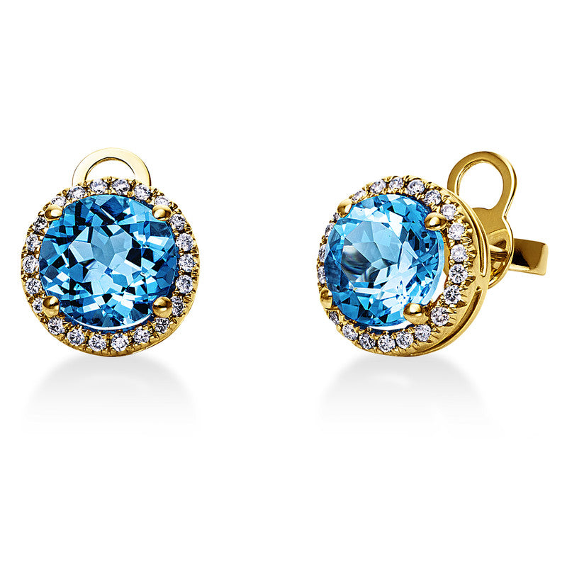 Ohrstecker mit Topas  aus 750/-18 Karat Gelbgold mit 44 Diamanten 0
