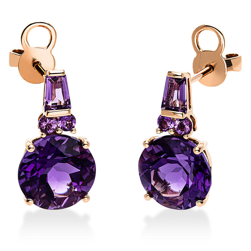 Ohrstecker mit Amethyst  aus 750/-18 Karat Rotgold  