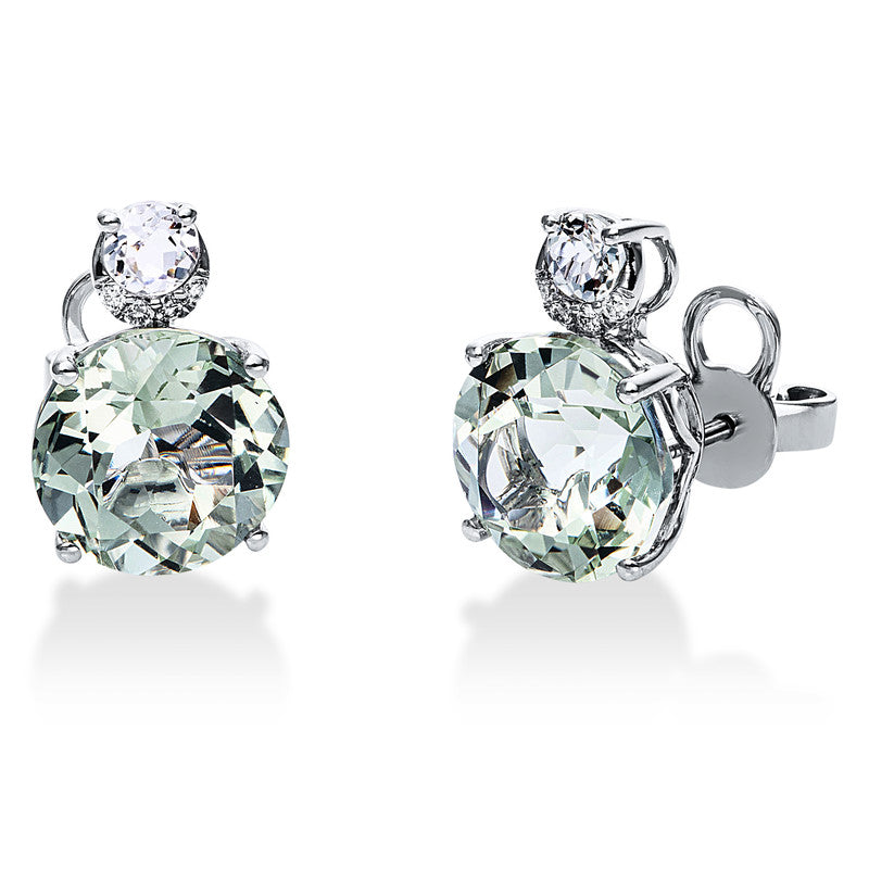 Ohrstecker mit Amethyst  aus 750/-18 Karat Weißgold mit 8 Diamanten 0