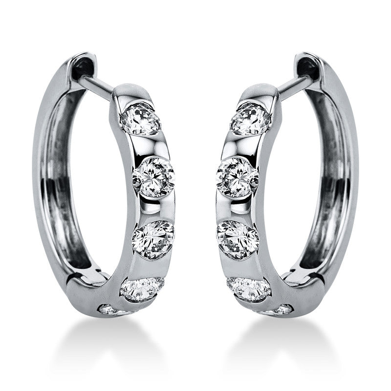 Creolen    aus 750/-18 Karat Weißgold mit 10 Diamanten 0