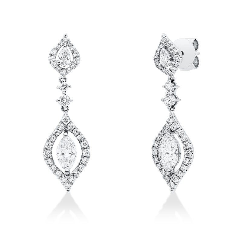 Ohrschmuck    aus 750/-18 Karat Weißgold mit 76 Diamanten 1