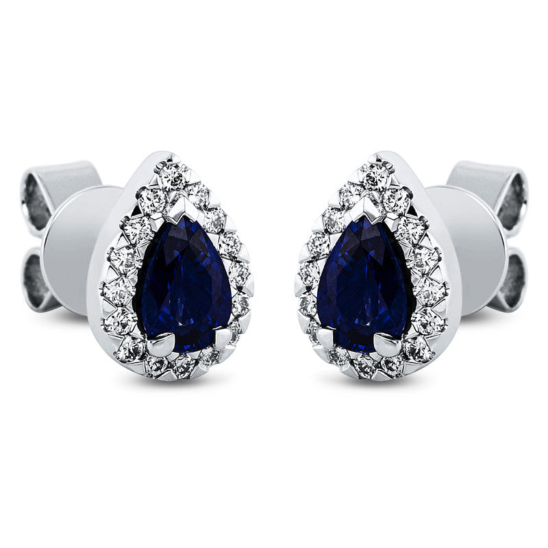 Ohrstecker mit Saphir  aus 750/-18 Karat Weißgold mit 32 Diamanten 0