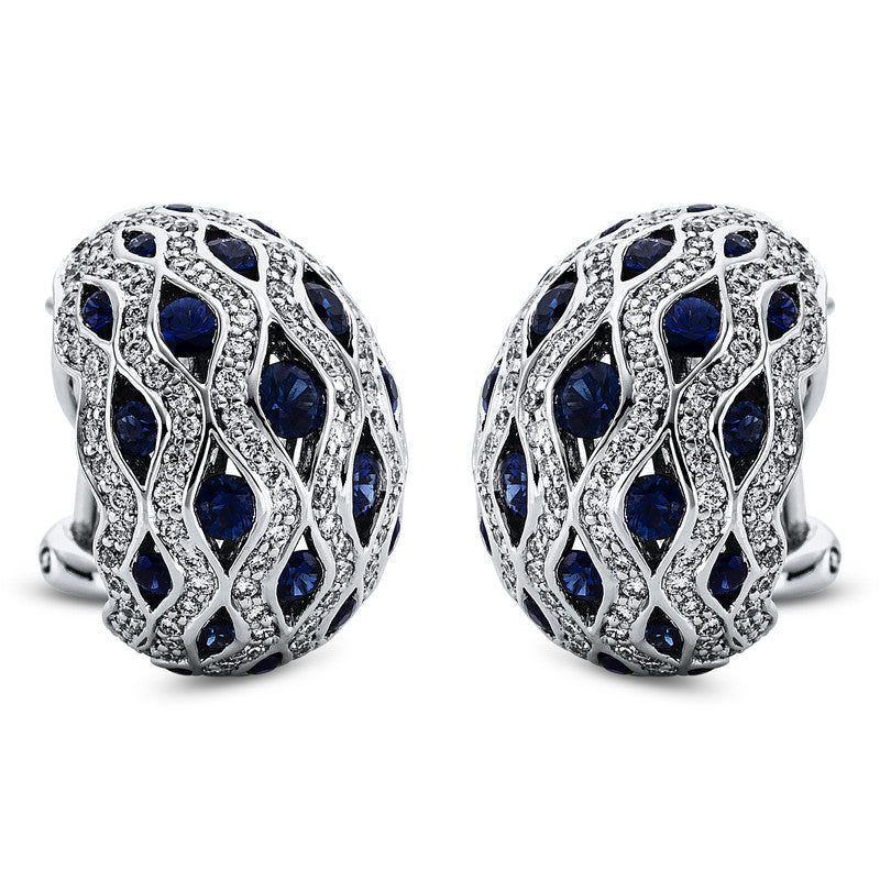 Creolen mit Saphir  aus 750/-18 Karat Weißgold mit 276 Diamanten 1
