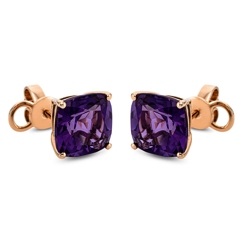 Ohrstecker mit Amethyst  aus 750/-18 Karat Rotgold  