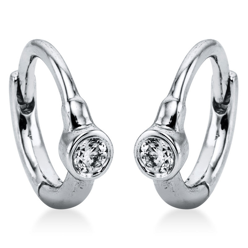 Creolen    aus 750/-18 Karat Weißgold mit 2 Diamanten 0