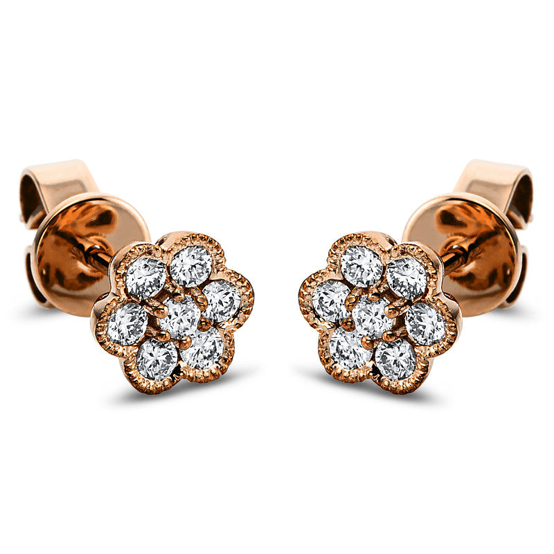Ohrstecker    aus 750/-18 Karat Rotgold mit 14 Diamanten 0