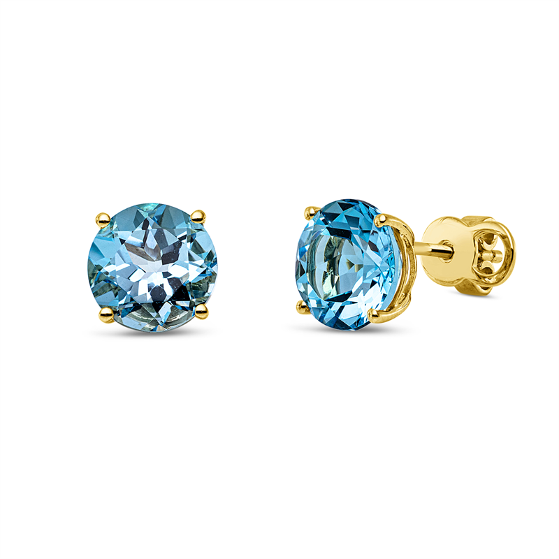 Ohrstecker mit Blautopas  aus 750/-18 Karat Gelbgold  