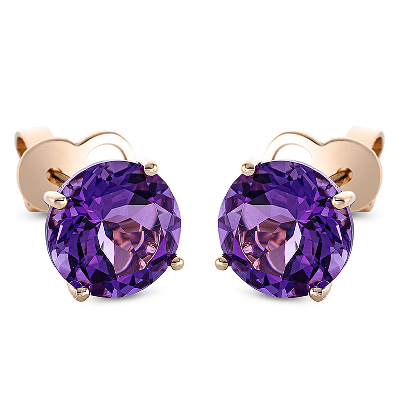 Ohrstecker mit Amethyst  aus 750/-18 Karat Rotgold  