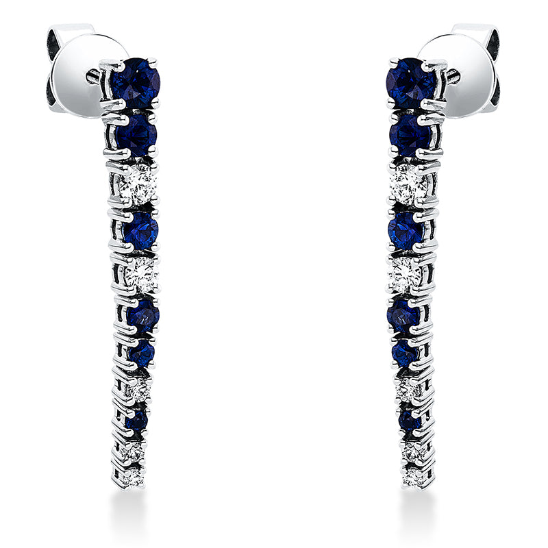 Ohrschmuck mit Saphir  aus 750/-18 Karat Weißgold mit 10 Diamanten 0