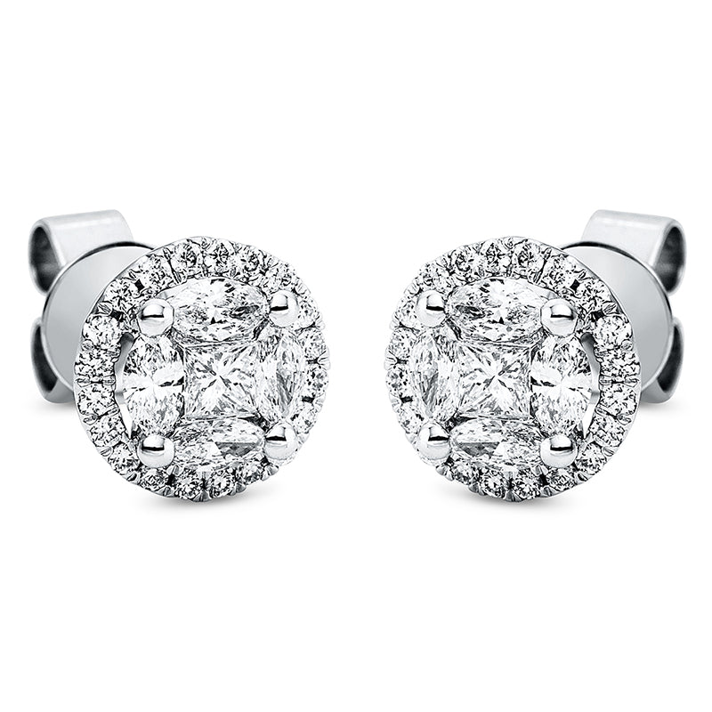 Ohrstecker    aus 750/-18 Karat Weißgold mit 50 Diamanten 0