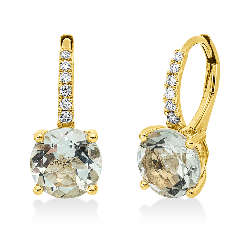 Ohrschmuck mit Amethyst  aus 750/-18 Karat Gelbgold mit 12 Diamanten 0