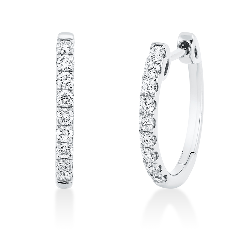 Creolen    aus 750/-18 Karat Weißgold mit 18 Diamanten 0