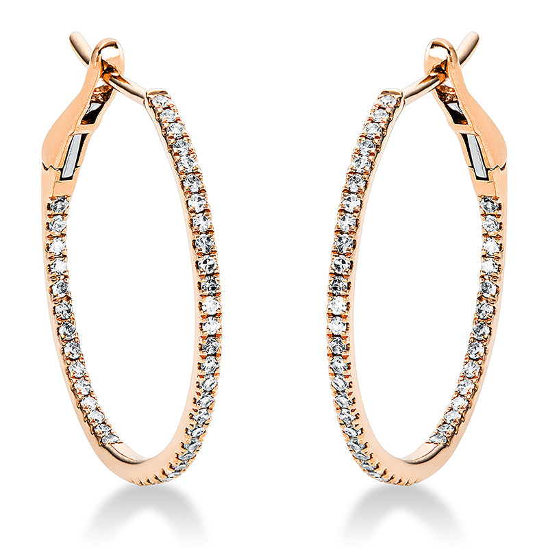 Creolen    aus 750/-18 Karat Rotgold mit 86 Diamanten 0