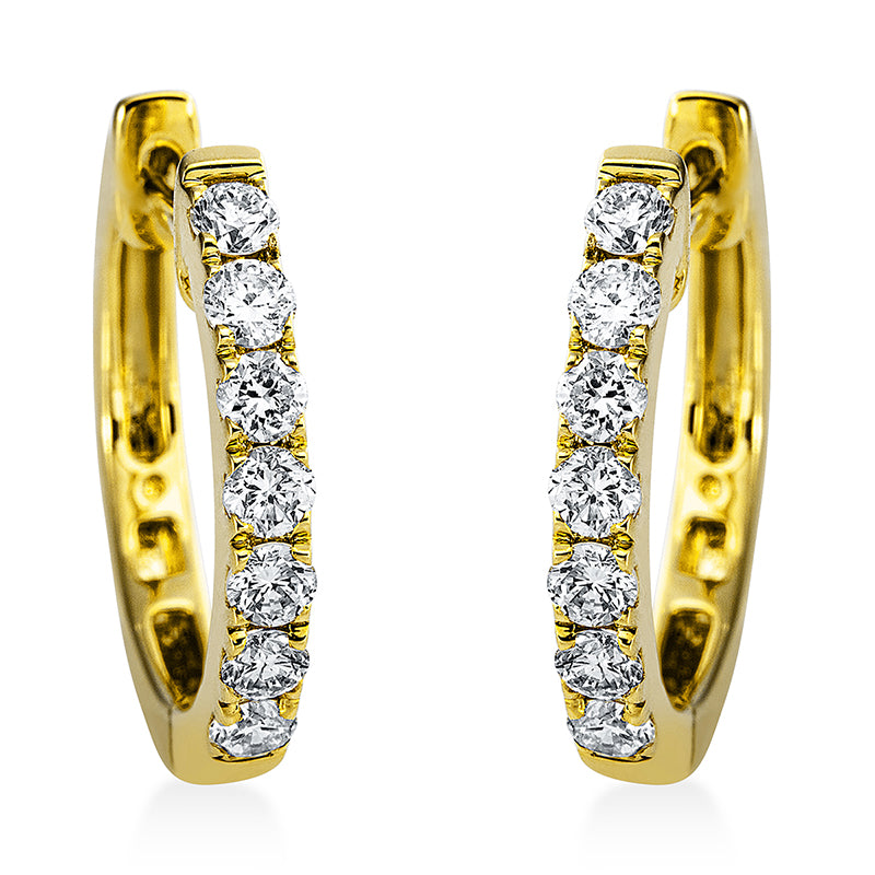 Creolen    aus 750/-18 Karat Gelbgold mit 14 Diamanten 0