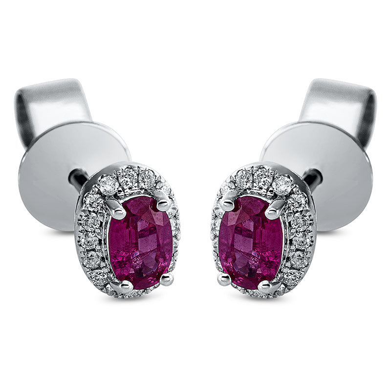 Ohrstecker mit Rubin  aus 750/-18 Karat Weißgold mit 32 Diamanten 0