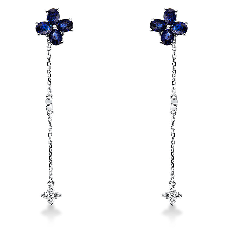 Ohrschmuck mit Saphir  aus 750/-18 Karat Weißgold mit 10 Diamanten 0