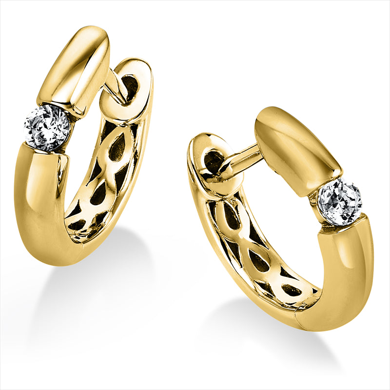 Creolen    aus 585/-14 Karat Gelbgold mit 2 Diamanten 0