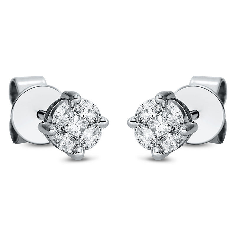 Ohrstecker    aus 750/-18 Karat Weißgold mit 10 Diamanten 0