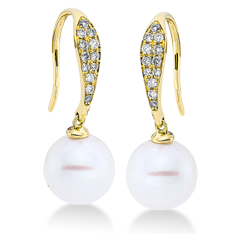 Ohrhänger   mit Süßwasserperle aus 750/-18 Karat Gelbgold mit 24 Diamanten 0