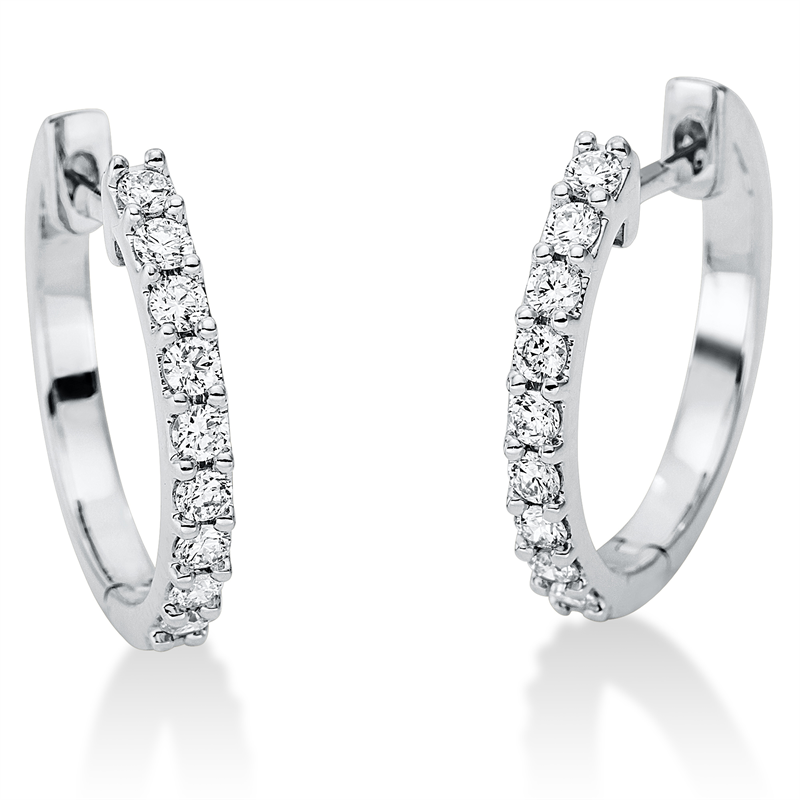 Creolen    aus 750/-18 Karat Weißgold mit 18 Diamanten 0