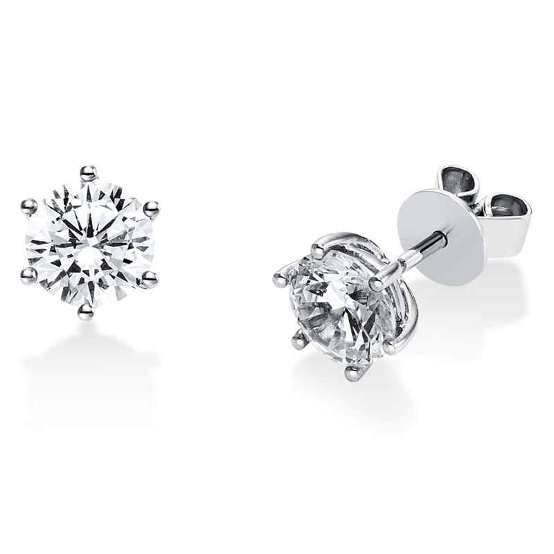 Ohrstecker    aus 750/-18 Karat Weißgold mit 2 Diamanten 2 ct