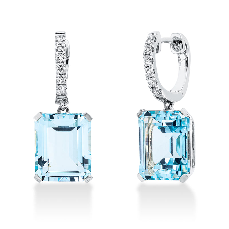 Ohrschmuck mit Topas  aus 750/-18 Karat Weißgold mit 12 Diamanten 0