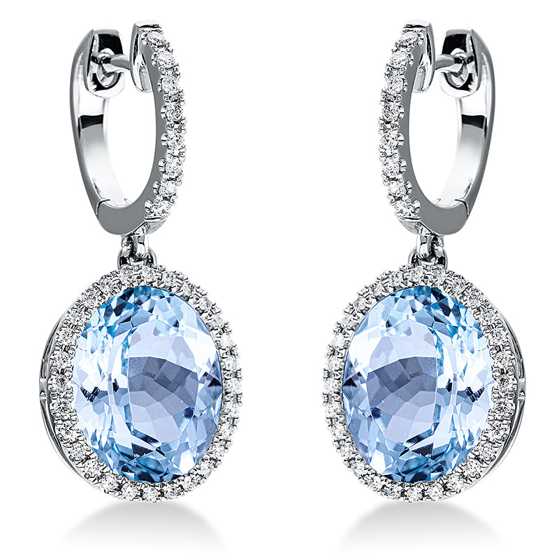 Ohrschmuck mit Topas  aus 750/-18 Karat Weißgold mit 72 Diamanten 0