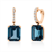 Ohrschmuck mit Topas  aus 750/-18 Karat Rotgold mit 12 Diamanten 0