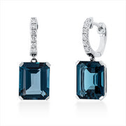 Ohrschmuck mit Topas  aus 750/-18 Karat Weißgold mit 12 Diamanten 0