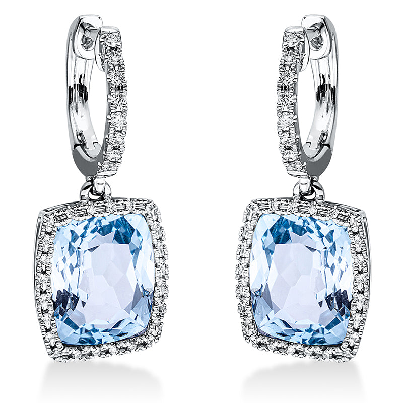 Ohrschmuck mit Topas  aus 750/-18 Karat Weißgold mit 64 Diamanten 0