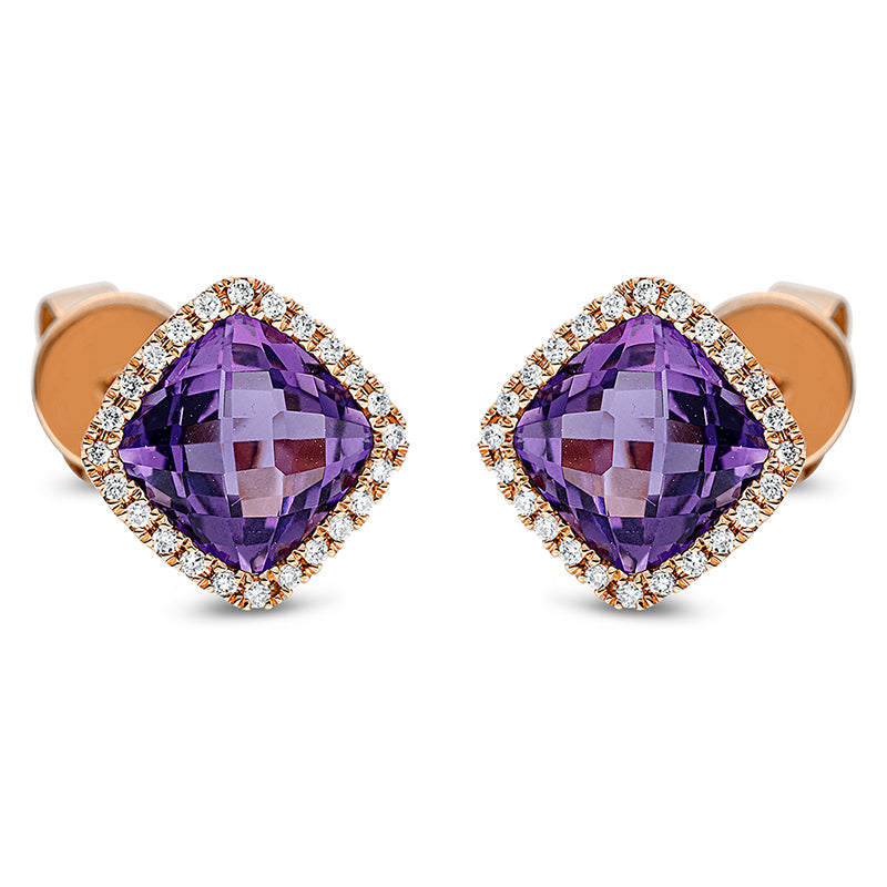 Ohrstecker mit Amethyst  aus 750/-18 Karat Rotgold mit 48 Diamanten 0