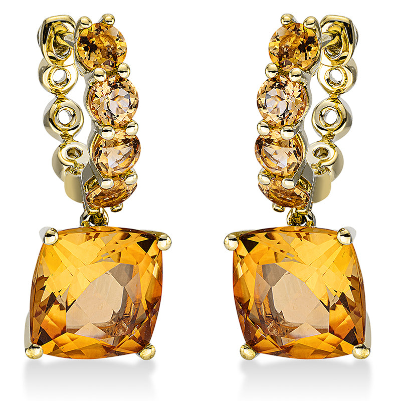 Ohrschmuck mit Citrin  aus 750/-18 Karat Gelbgold  
